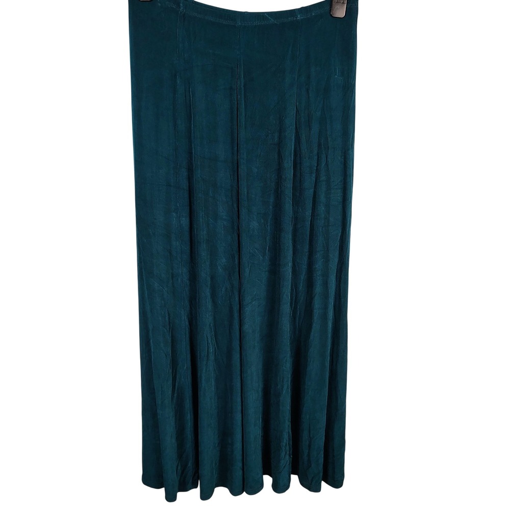 Citiknits Womens L Maxi Skirt Teal Slinky Acetate Whimsigoth Y2K Grunge